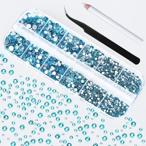 Miniatura 19 de 2400 diamantes de imitación para arte de uñas, gemas de diamantes de imitación rojos con parte trasera plana, cristal redondo, siam, 6 tamaños