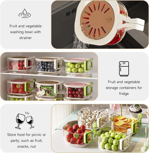 Miniatura 2 de Caja apilable de serpiente para niños, niños pequeños, adultos, caja reutilizable para preparar snacks, tazón para lavar frutas, colador