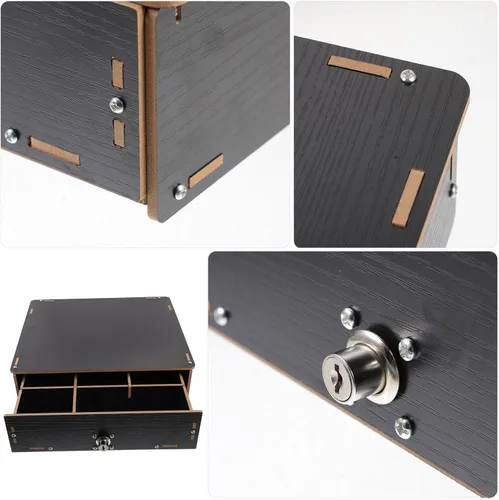 Miniatura 5 de VILLCASE Cajón manual de registro para sistema de punto de venta Cajón de efectivo con bandeja extraíble Cerradura de llave Organizador de dinero