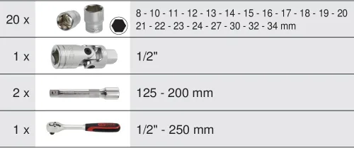 Miniatura 5 de KS Tools - 922.0623 - Juego de llaves y accesorios ULTIMATE 1/2" - Estuche de herramientas 24 piezas