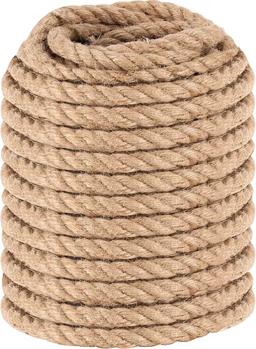 JOIKIT Cuerda de yute natural de 1/2 pulgada y 164 pies, cuerda de cáñamo torcida de 0.472 in de grosor para manualidades, jardinería, agrupación,