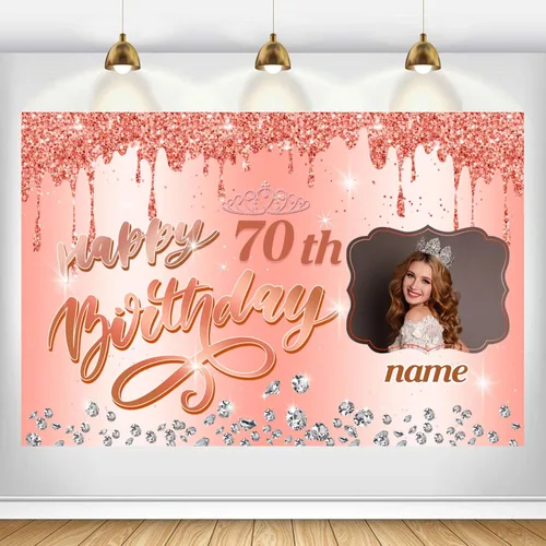 Miniatura 106 de Cartel decorativo personalizable de oro rosa con nombre y foto MGJB-NLK-50