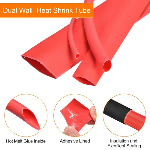 Miniatura 3 de MECCANIXITY Tubo termorretráctil, relación 3:1, 3/16 pulgadas de diámetro, 50 pies, tubo termorretráctil de doble pared, impermeable, sellado, rojo