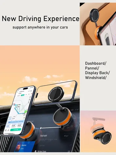 Miniatura 4 de Soporte magnético de teléfono para automóvil al vacío mejorado 2025, succión fuerte ajustable de 360° y soporte magnético para automóvil, espejo