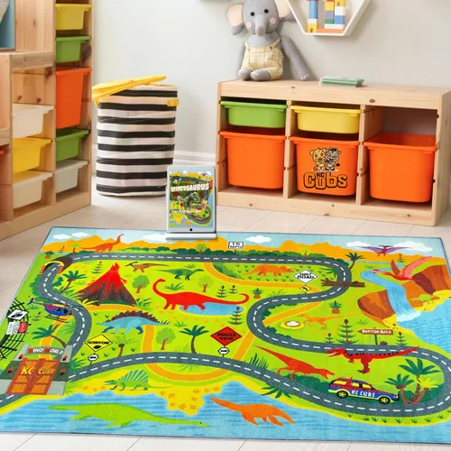 Miniatura 10 de KC Cubs 8x10 Mapa de Estados Unidos de EE. UU. Alfombra de Coches de Juguete para Carretera – Alfombra de Juego Educativa para Niños, Pequeñines