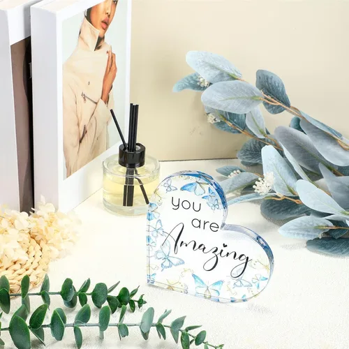 Miniatura 4 de Yulejo Regalo inspirador de mariposa con texto en inglés «You Are Amazing Love» («You Are Amazing») - Letrero motivacional de mariposa, decoración