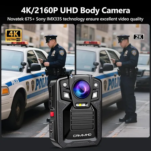 Miniatura 2 de Cámara corporal CAMMHD V8-1TB 4K con grabación de audio y video, cámara corporal 2160P, dos baterías de 4400mAh, funciona 14H, grabadora de video