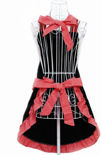 Miniatura 2 de Hyzrz Lindos delantales retro con bolsillos para mujeres y niñas, delantal de cocina vintage para regalo de madre (negro)