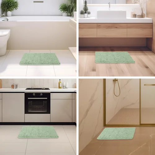 Miniatura 460 de Alfombra de baño pequeña de 12 x 18 pulgadas, lavable y absorbente, antideslizante, alfombra de baño de felpilla gruesa y suave para baño, ducha