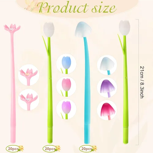 Miniatura 2 de Yexiya 60 bolígrafos con diseño de flores que cambian de color, regalos para madres y profesores, bolígrafos a granel de 0.020 in, tulipán, rosa