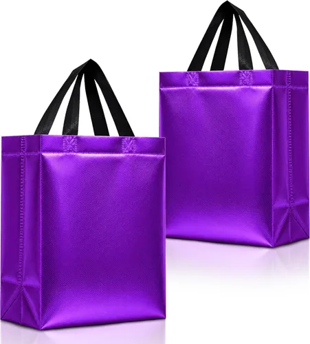 Nush Nush Bolsas de regalo moradas de tamaño mediano – Juego de 12 bolsas de regalo reutilizables moradas con asas – Bolsa de regalo perfecta para