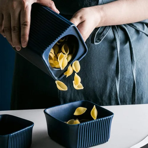 Miniatura 4 de Recipiente de almacenamiento de alimentos, tarros cuadrados de cerámica para galletas, recipiente de cocina con tapa hermética, bueno para Negro