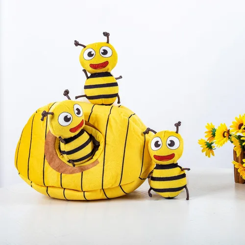 Miniatura 4 de Hollypet Hide and Seek - Juguete chirriante para perro, rompecabezas interactivo diseñado para cachorros, juguetes de peluche para cachorros, abejas