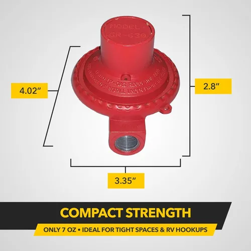 Miniatura 7 de Nuevo regulador de gas LP/propano para autocaravana Fairview RV Camper – GR-630B salida de alta presión de 30 PSI, entrada/salida de 1/4″ FPT
