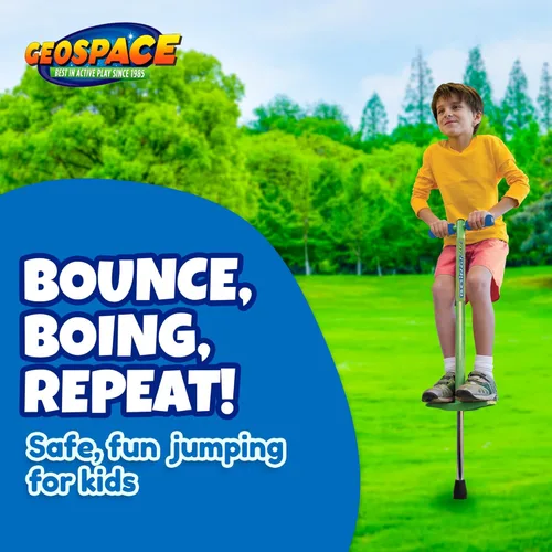 Miniatura 2 de Geospace Jumparoo BOING! JR. Steel POGO STICK by Air Kicks, pequeño para niños de 50 a 90 libras, diversión activa al aire libre que promueve