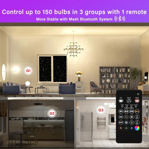 Miniatura 4 de Sengled Bombillas inteligentes de modo dual con control remoto/aplicación, bombillas LED blancas giratorias 2700K-6500K, control de grupo