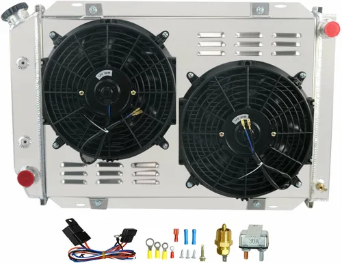 Radiador de aluminio de alto rendimiento compatible con Ford Mustang GT LX 5.0L 302 V8 1975-1993, radiador de 3 filas + cubierta/ventilador + kit de