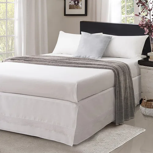 Miniatura 7 de Valea Home Falda de cama con esquinas divididas, duradera, elegante, de lujo, faldón antipolvo con pliegues alforzados, caída a medida de 14