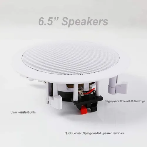 Miniatura 6 de Pyle - Sistema de dos altavoces de 16,5 cm de montaje empotrado en pared o techo, de 2 vías, con conexiones rápidas de resorte, cono doble