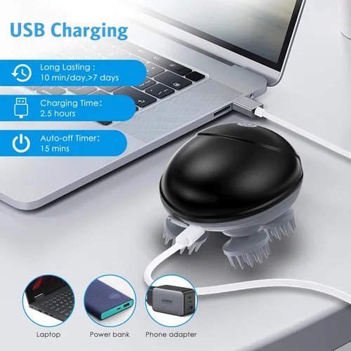 Miniatura 5 de Masajeador Portátil Mejorado para Mascotas, 4 Cabezas de Masaje, Rascador de Cabeza y Espalda para Gatos, Masajeador Eléctrico para Perros y Gatos