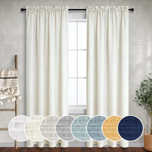 Miniatura 10 de Cortinas blancas puras de 38 pulgadas de ancho para dormitorio, juego de 2 paneles de cortinas de privacidad con bolsillo para barra, cortinas