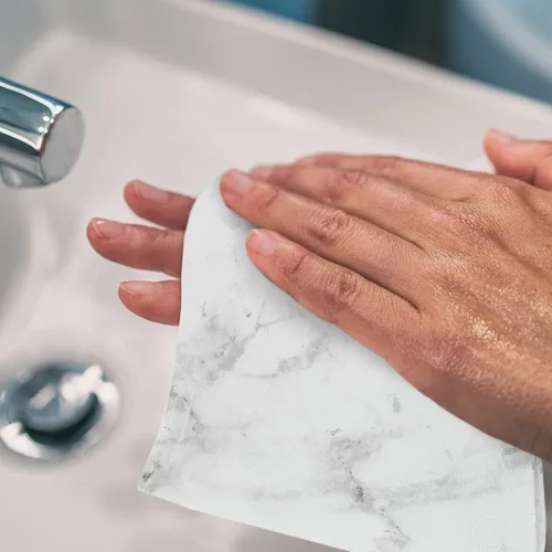 Miniatura 5 de Zonon 50 toallas desechables de mármol blanco, servilletas de papel para baño, toallas de mano decorativas, servilletas de cena de bebidas de 3
