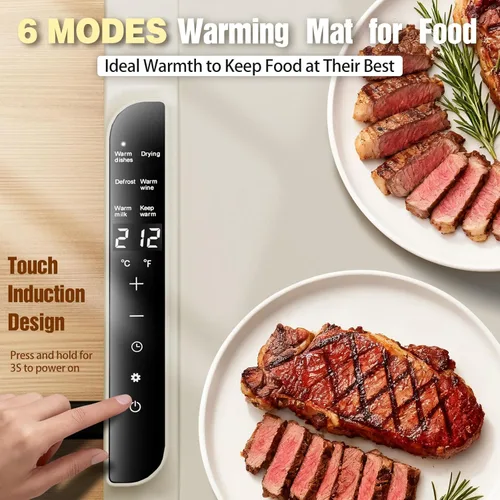Miniatura 2 de Tapete de calentamiento para alimentos - Calentador de alimentos con 14 temperaturas - Bandeja de calentamiento eléctrica de silicona con 6 modos