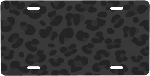 Placa de matrícula de leopardo negro lindo, etiquetas de metal de aluminio para automóvil, no se oxidan, resistentes a la decoloración, placa de