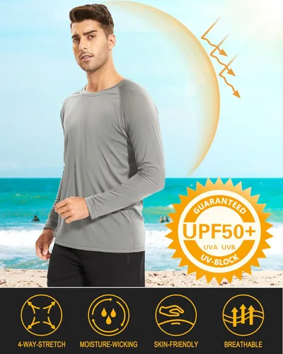 Miniatura 61 de MAGCOMSEN Camisas de manga larga para hombre, protección solar UPF 50+, camisetas atléticas para senderismo, correr, entrenamiento, protección