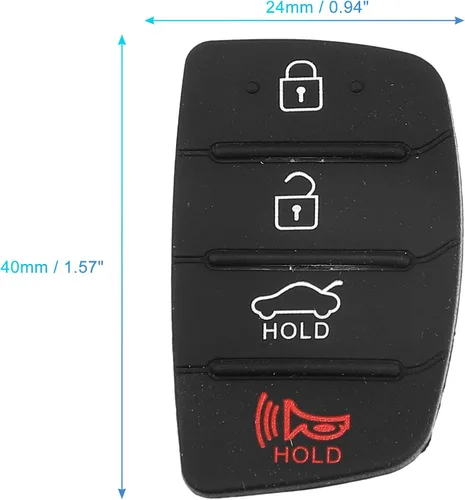 Miniatura 8 de X AUTOHAUX 4 botones de coche remoto Fob caso cubierta inserto de goma teclado teclado reemplazo para Hyundai