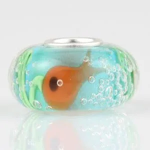 Miniatura 2 de Abalorio de pez pequeño de plata de ley 925 con dije de animal de espuma, cuentas de cristal de Murano, pulseras de moda para mujer, Plata esterlina