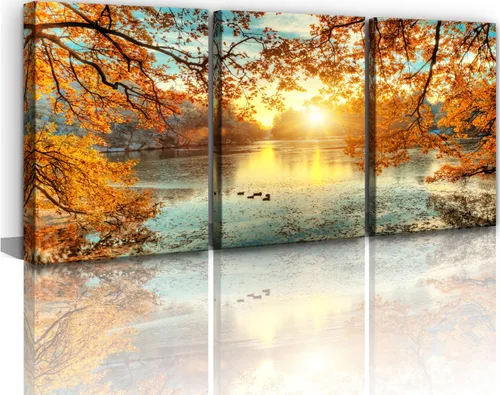 Miniatura 9 de Yxbhhym Lienzo de paisaje para pared, pintura de cascada, impresiones de árboles y bosques, paisajes de otoño, imagen artística para sala de estar