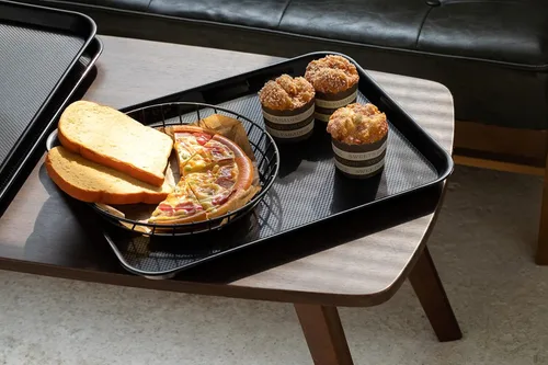 Miniatura 7 de Aebeky Bandejas de plástico para cafetería, bandejas de comida rápida, 13 x 17 pulgadas, juego de 6 (negro)