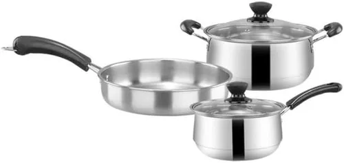 Juego de utensilios de cocina de acero inoxidable, juego de olla de leche, cocina de inducción, cacerola de cocina para el hogar, sartén de fondo