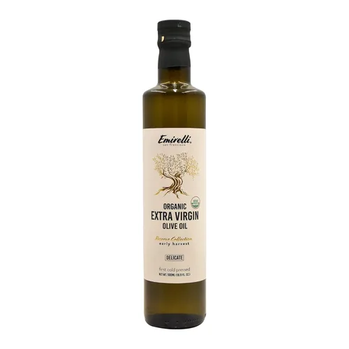Emirelli Aceite de oliva virgen extra orgánico, certificado por USDA, rico en polifenoles, primer prensado en frío, cosecha temprana, sabor suave,