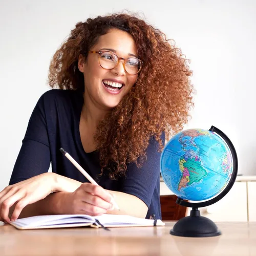 Miniatura 4 de Globo terráqueo con soporte – Globo terráqueo de escritorio para enseñanza, rotativo – perfecto para niños, estudiantes de geografía, profesores