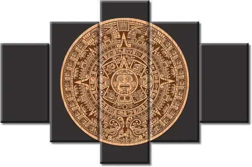 Miniatura 91 de Arte de pared con varios paneles, calendario maya, imágenes de piedra del sol, pinturas de civilización azteca sobre lienzo, sala de estar