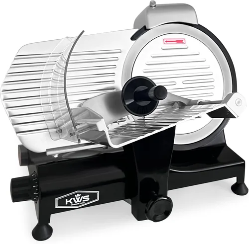 Miniatura 12 de KWS MS-12NT - Cortador eléctrico de carne de 420 W, hoja de teflón no pegajosa de 12 pulgadas, cortador de carne, queso/alimentos congelados, bajo