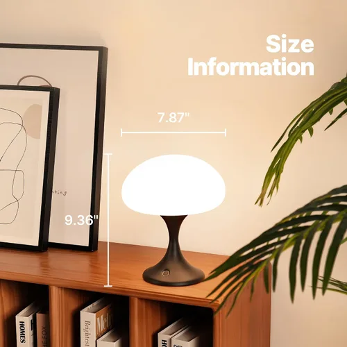 Miniatura 9 de MAGCHARM Lámpara de mesa recargable LED de 5 W con pantalla de cristal, pequeña luz táctil retro regulable con 3 temperaturas de color, luz estética