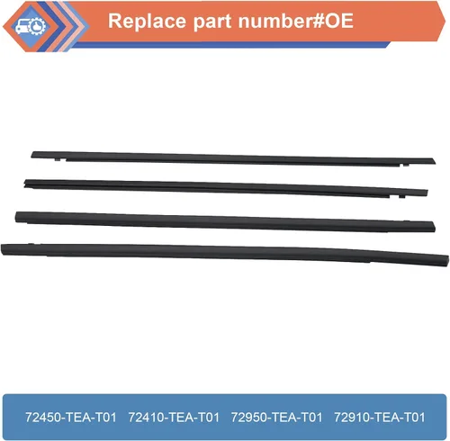 Miniatura 2 de 4 unidades de cinturón de sellado para ventana de puerta exterior de automóvil compatible con Honda Vehicle Civic 4 puertas Sedan 2016-2021