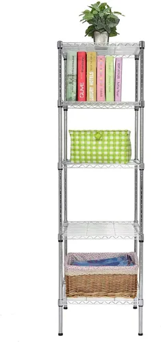 Miniatura 5 de Finnhomy, estantería con 5 estantes de alambre de acero, ajustable, estantería para almacenamiento inteligente, de metal, para salas o espacios