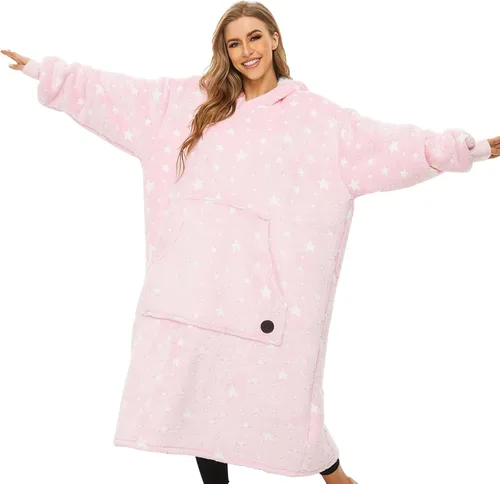 Miniatura 66 de Three Poodle - Manta con capucha portátil para niños, sudadera de sherpa de gran tamaño con capucha gigante, manta con capucha cálida y acogedora