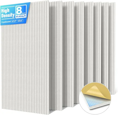 Miniatura 12 de Paquete de 8 paneles acústicos grandes que absorben el sonido con autoadhesivo, 47.2 x 23.6 x 0.36 pulgadas, paneles de espuma a prueba de sonido