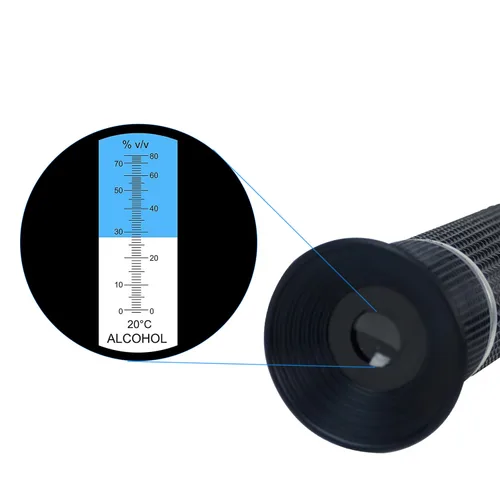 Miniatura 5 de Refractómetro de alcohol con ATC, rango 0-80% v/v. Medición de contenido de alcohol Probador de herramienta para la producción de licor de alcohol