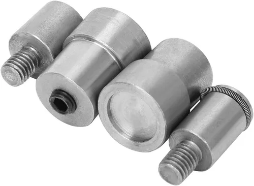 Juego de 4 troqueles de botón a presión de acero inoxidable de 0.551 in 0.630 in 0.866 in 0.906 in para botones, kit de herramientas plateadas,