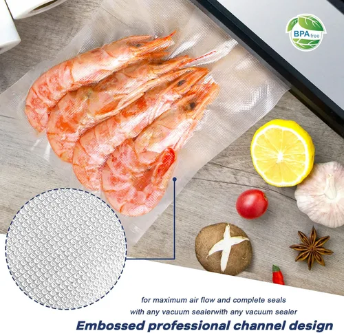 Miniatura 5 de Bolsas selladoras al vacío, 2 rollos de 8 x 50 pies de grado comercial para sellar una comida, sin BPA, resistentes, ideales para almacenamiento