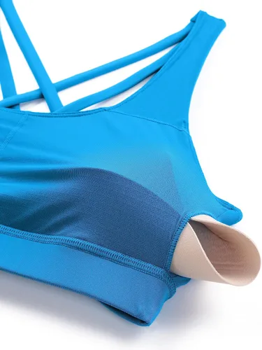 Miniatura 5 de CRZ YOGA - Top deportivo con tirantes delgados para mujer, brasier deportivo acolchado para yoga, entrenamiento y fitness, con espalda cruzada