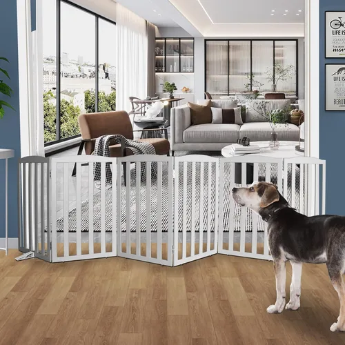 Miniatura 32 de Puerta para Perros Independiente para Interiores, Puerta para Perros Plegable, Puertas para Mascotas para Entradas, Escaleras o Pasillos, Puerta