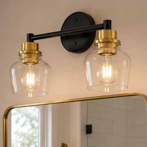 Miniatura 16 de Lámpara de tocador dorada Emak con pantalla de vidrio lechoso, accesorios modernos de iluminación de baño sobre espejo, 3 luces de tocador de baño