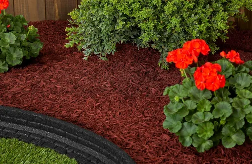 Miniatura 2 de Rubberific Mantillo de goma triturada prémium para jardines, césped y paisajismo, color de larga duración, parece mantillo de madera natural
